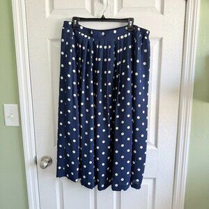 Vintage Chaus Navy Polka Dot A-Line Women's Skirt with Nautical Button Size 16